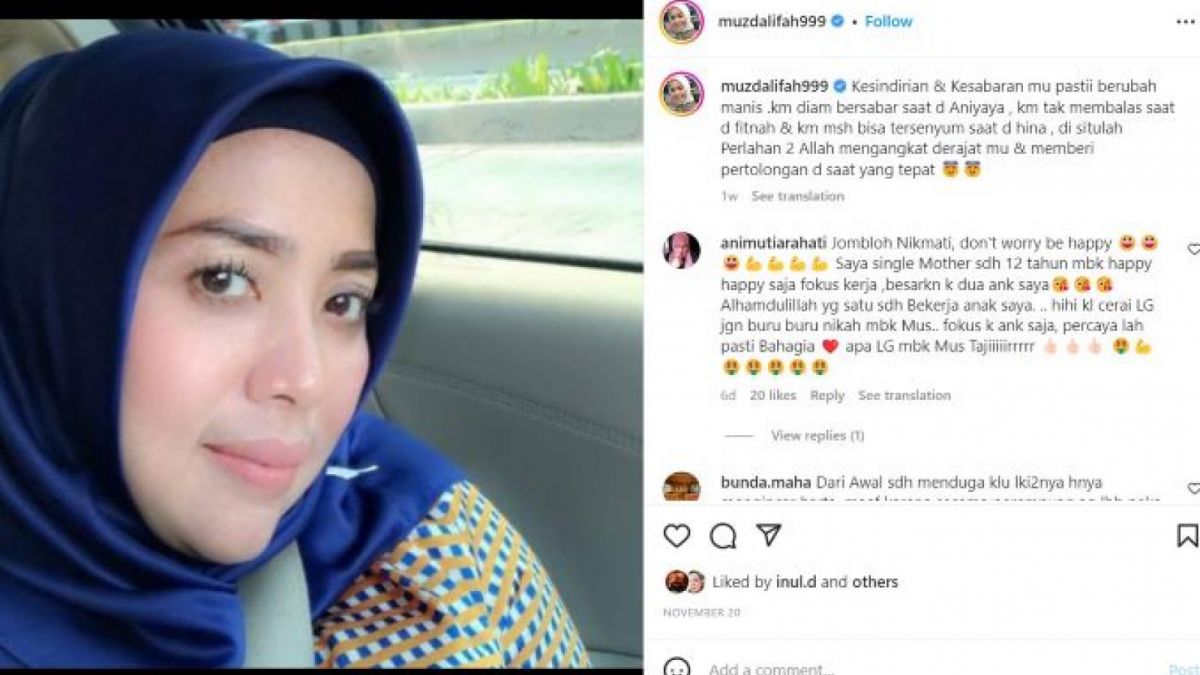 Tangkap layar status Muzdalifah. [instagram.com/muzdalifah999]