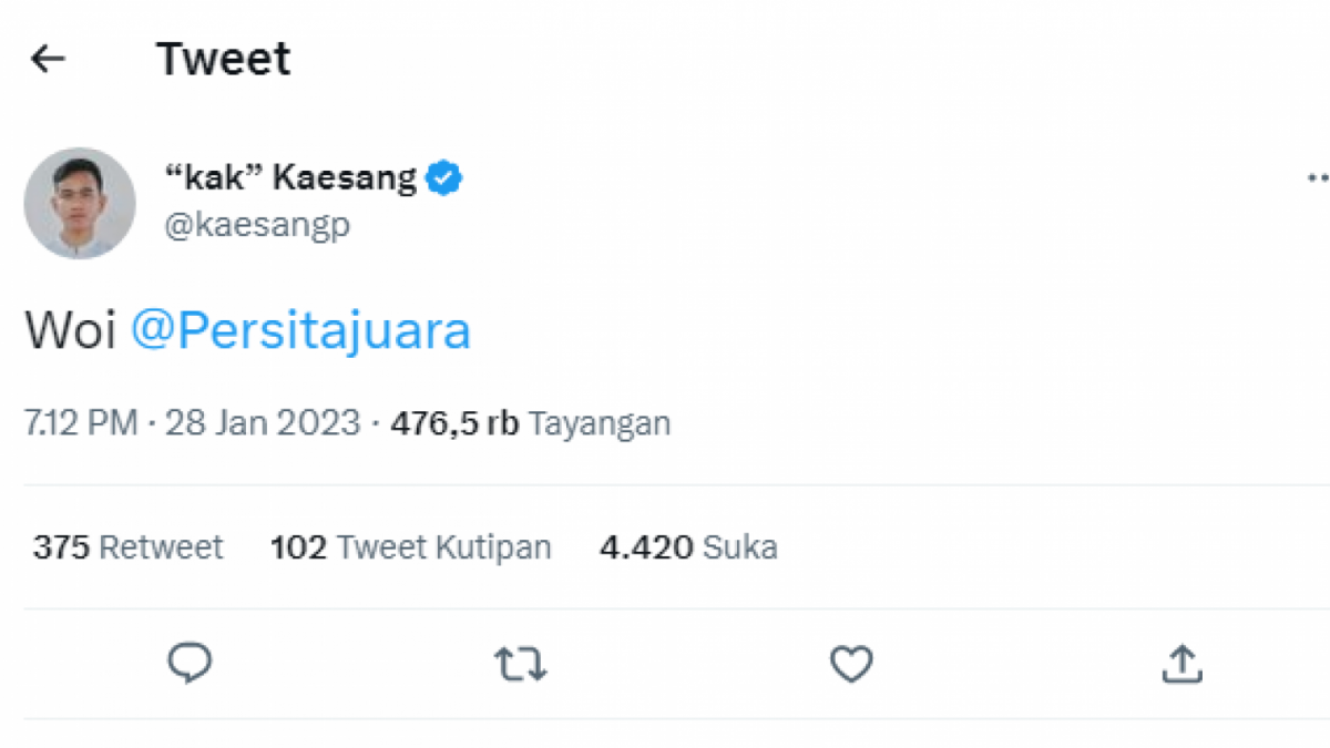 Tangkapan Layar (Twitter/kaesangp)