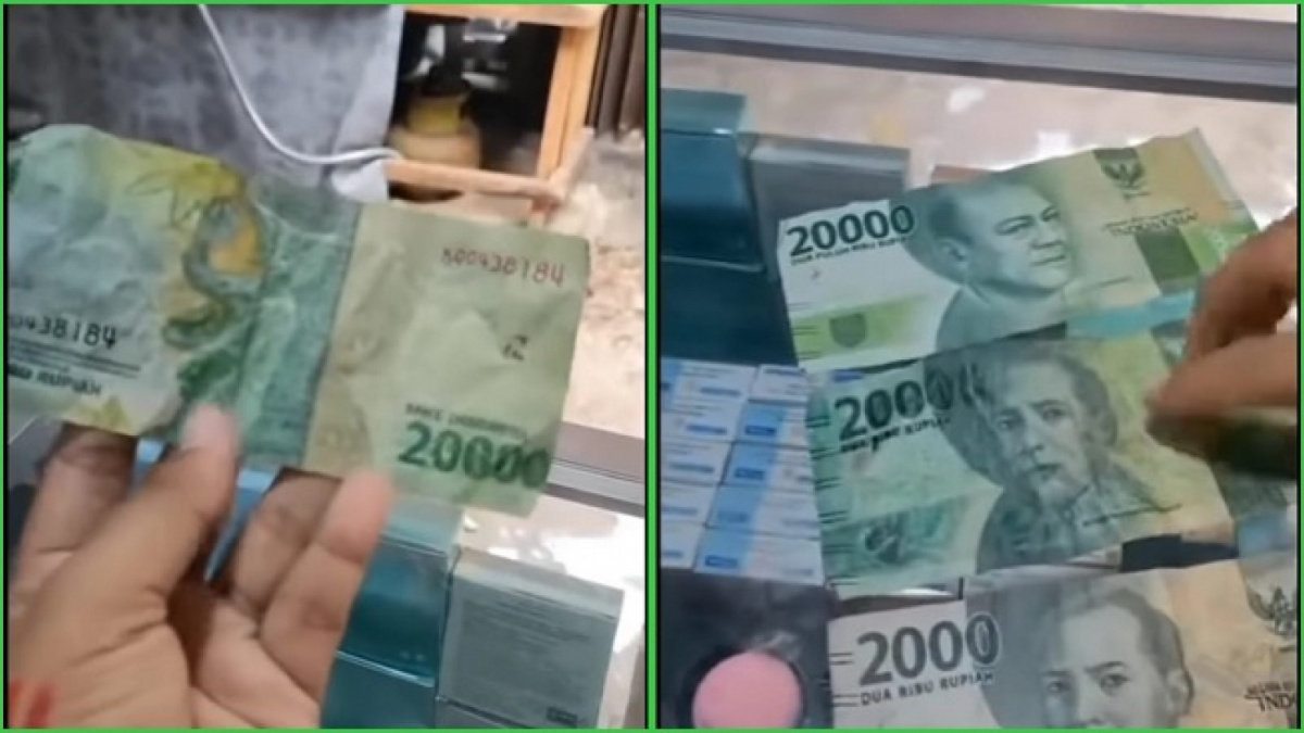 Uang Rp2 ribu yagn disulap jadi Rp20 ribu. [Instagram @infobdgbaratcimahi]
