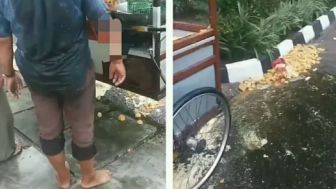 Menyayat Hati! Penjual Gorengan Menjadi Korban Tabrak Lari, Tangan Tersiram Minyak Panas dan Gerobak Hancur
