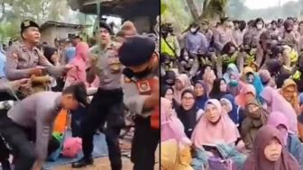 Tangis Jerit Ibu-ibu dan Anak Tak Digubris, Demo dengan Cara Ngaji Yasinan Dibubarkan Paksa Polisi