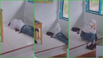 VIRAL! Guru SMA Biarkan Siswinya yang Tidur di Depan Kelas dan Lanjutkan Belajar, Ekspresinya pas Bangun Bikin Ngakak