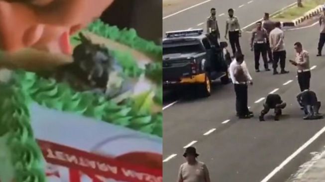 Viral, Oknum Polisi Jilat Kue HUT TNI Sembari Berucap : Semoga Tidak Panjang Umur !