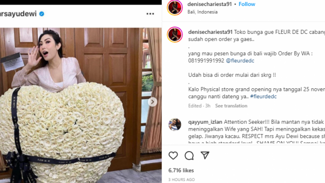 Kode Keras, Denise Chariesta Unggah Foto Ayu Dewi di Instagram Pribadinya, Senggol Terus!