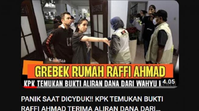 CEK FAKTA: Bukti Aliran Dana Raffi Ahmad dari Wahyu Kenzo Ditemukan KPK saat Rumahnya Digerebek