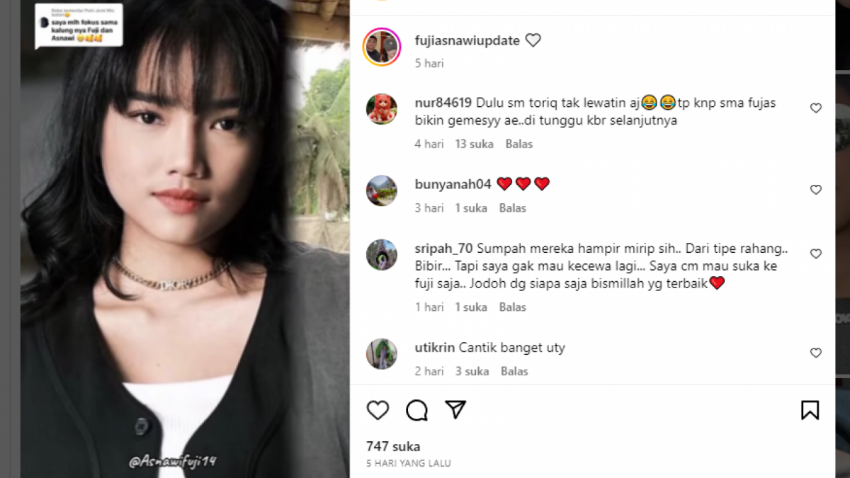 Tangkapan layar, Instagram @fujiasnawiupdate. [Ist]