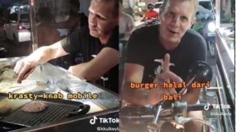 Om Bule Jualan Burger di Kuta Seminyak Viral