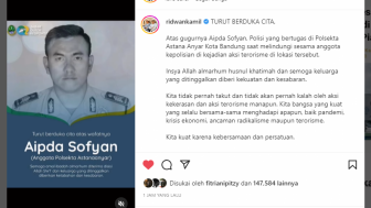 Ridwan Kamil Beri Ucapan Duka Cita, Aipda Sofyan Gugur di Polsek Astana Anyar karena Lindungi Rekan