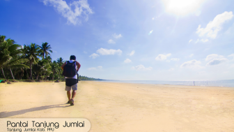 Indahnya Barisan Pohon Kelapa di Pantai Tanjung Jumlai Penajam Paser Utara