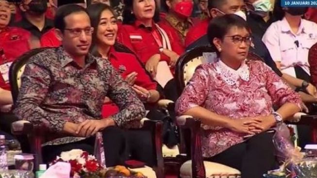 Ekpresi Datar Nadiem Makariem Dan Retno Marsudi di HUT PDIP Jadi Sorotan, Padahal Lainnya Tertawa