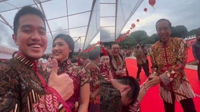 Ngakak, Kaesang Salaman Dengan Presiden Jokowi di Acara Imlek Nasional