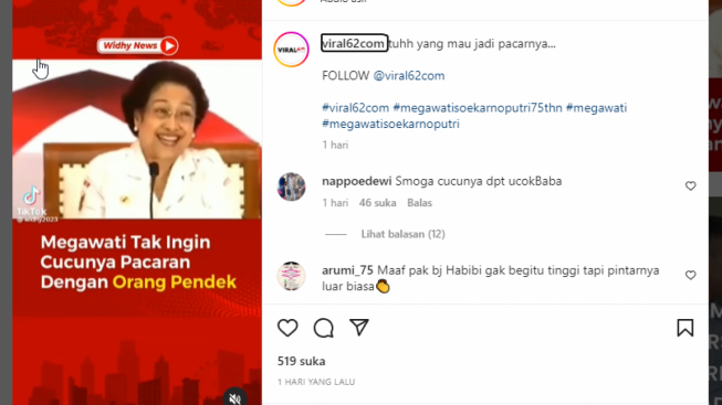 Megawati Tak Ingin Cucunya Punya Pacar Berbadan Pendek, Warganet Berdoa Cepat Dapat Hidayah