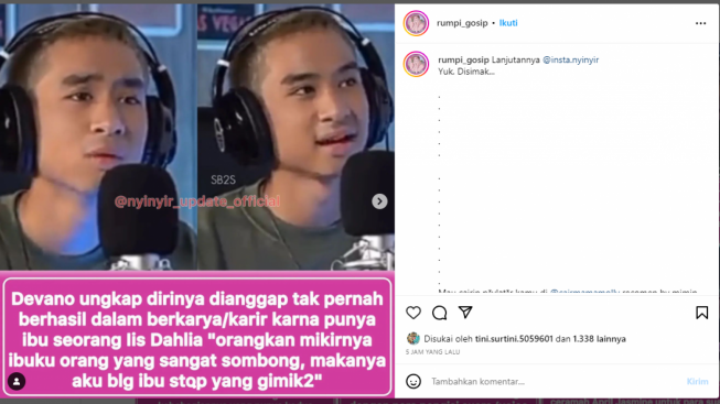 Devano Ngaku Tak Pernah Berhasil Berkarya Karena Ibunya Seorang Iis Dahlia