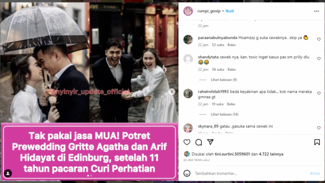 Foto Prewed Gritte Agatha dan Arif Hidayat di Edinburg Tak Pakai Jasa MUA, Warganet: Gak Suka Ceweknya