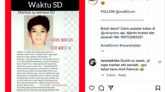 Perempuan Ini Ngaku Sebagai Mantan Pacar Reza Rahadian Semasa SD Dan Terpaksa Putus