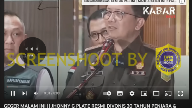 CEK FAKTA: Jhonny G Plate Resmi Divonis 20 Tahun Penjara dan Denda Rp 500 M