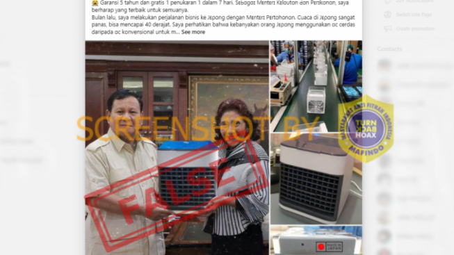 CEK FAKTA: Prabowo Subianto dan Susi Pudjiastuti Promosikan AC Mini Jepang