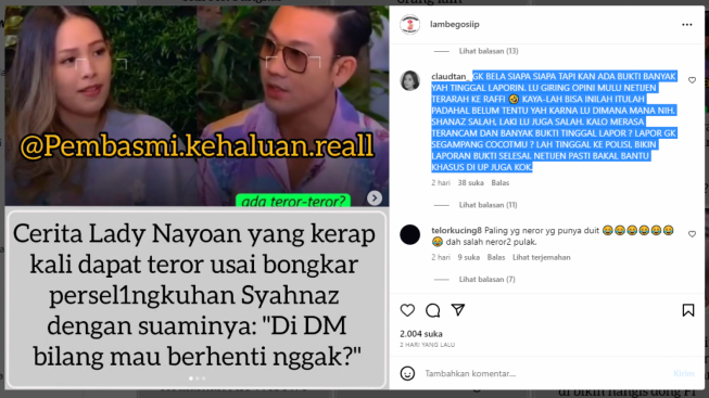 Ngaku Diteror, Lady Nayoan Dihardik Netizen: LU GIRING OPINI MULU