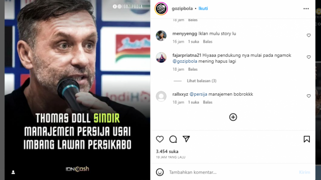 Thomas Doll Sindir Manajemen Persija, Netizen Kesal: Bobrok