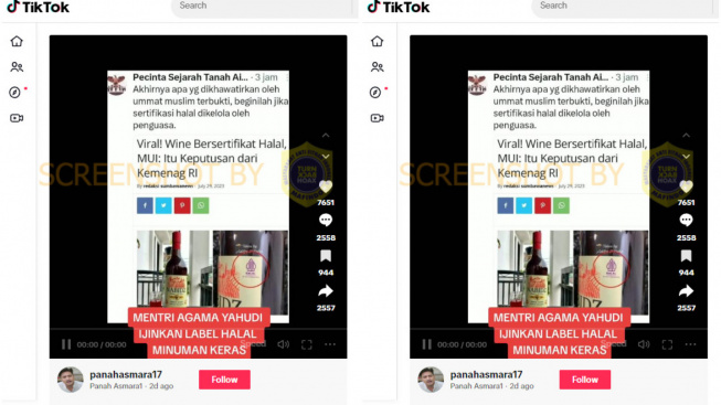 CEK FAKTA: Menag Berikan Label Halal Pada Produk Miras Wine