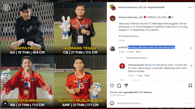 Timnas Panggil 4 Pemain Borneo FC Ikut Kualifikasi Piala Asia, Publik: Ntar Ada Drama