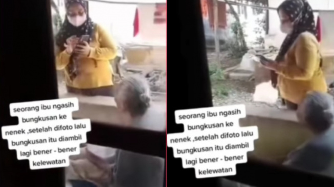 Viral Perempuan Ngasih Bingkisan untuk Nenek, Setelah Difoto Diambil Lagi