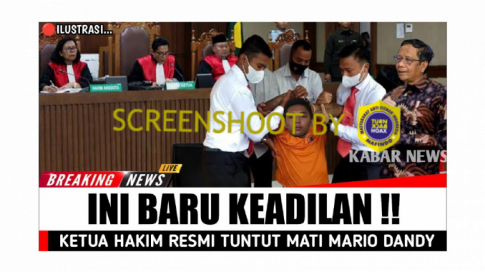 CEK FAKTA: Mario Dandy Dituntut Vonis Mati Atas Kasus Pembunuhan Berencana