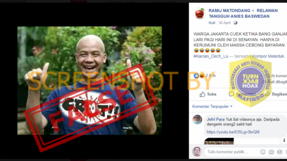 Cek Fakta Ganjar Pranowo Pakai Baju Tulisan Crot