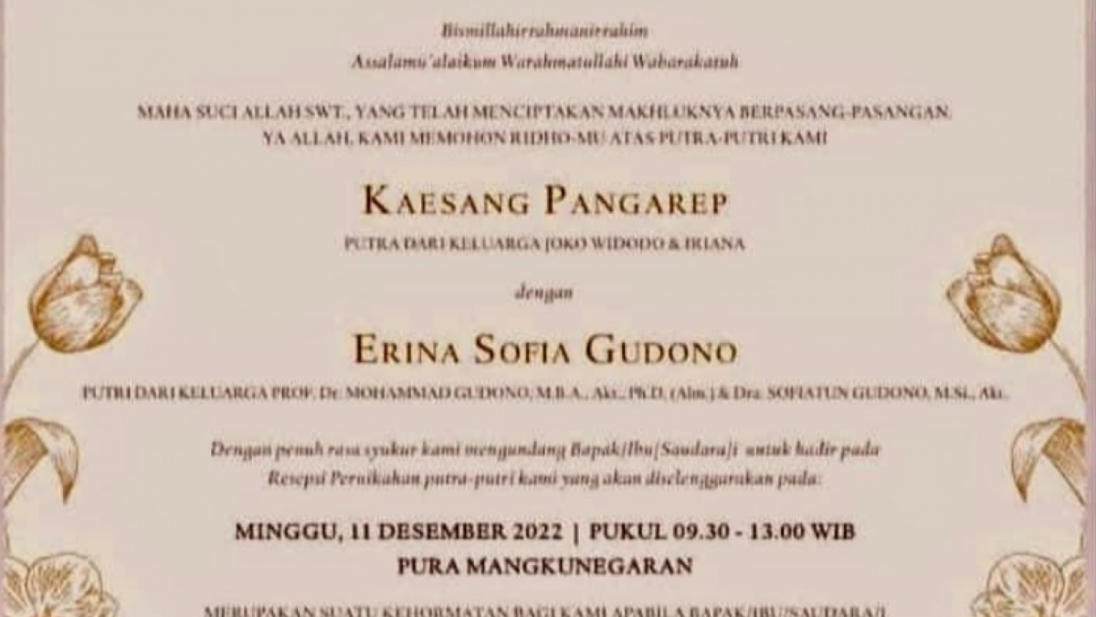 Undangan pernikahan Kaesang dan Erina. [@jackodanish]