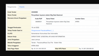 Viral Tender Kominfo untuk Layanan Big Data Senilai Rp 31,2 Miliar, Netizen: Speechless!