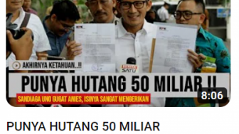 Cek Fakta: Punya Hutang 50 Miliar Sandiaga Uno Gugat Anies, Isinya Sangat Mengerikan & Menakutkan, Benarkah?