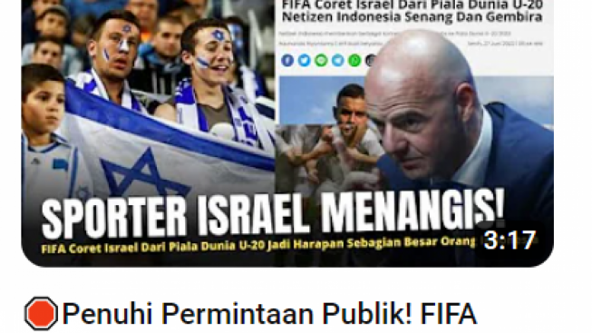 Cek Fakta: FIFA Penuhi Permintaan Publik Coret Israel dari Piala Dunia U-20 di Indonesia, Benarkah?