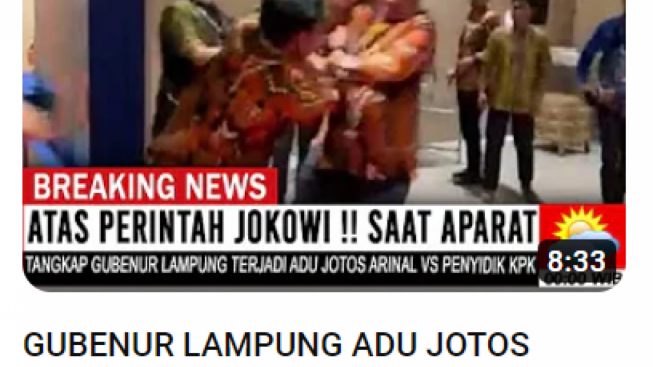 Cek Fakta: Gubernur Lampung Arinal Djunaidi Adu Jotos dengan Penyidik KPK Saat Akan Ditangkap, Benarkah?