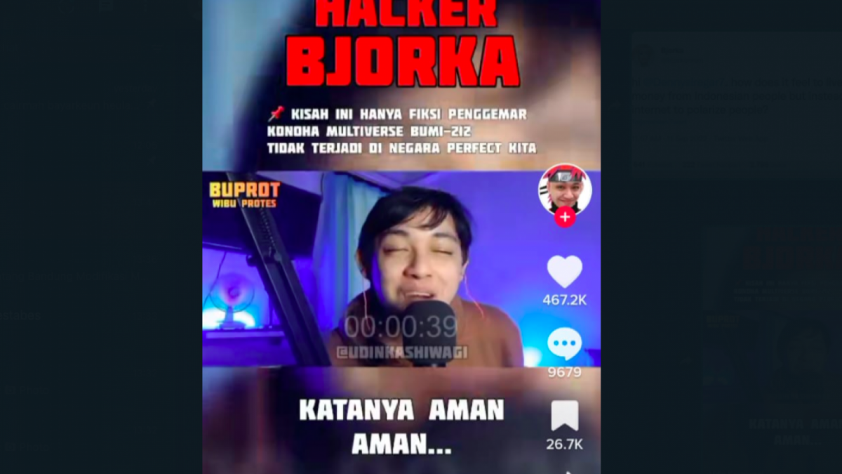 Bjorka vs Desa Konoha [Foto Istimewa / Tangkapan Layar akun Tiktok]