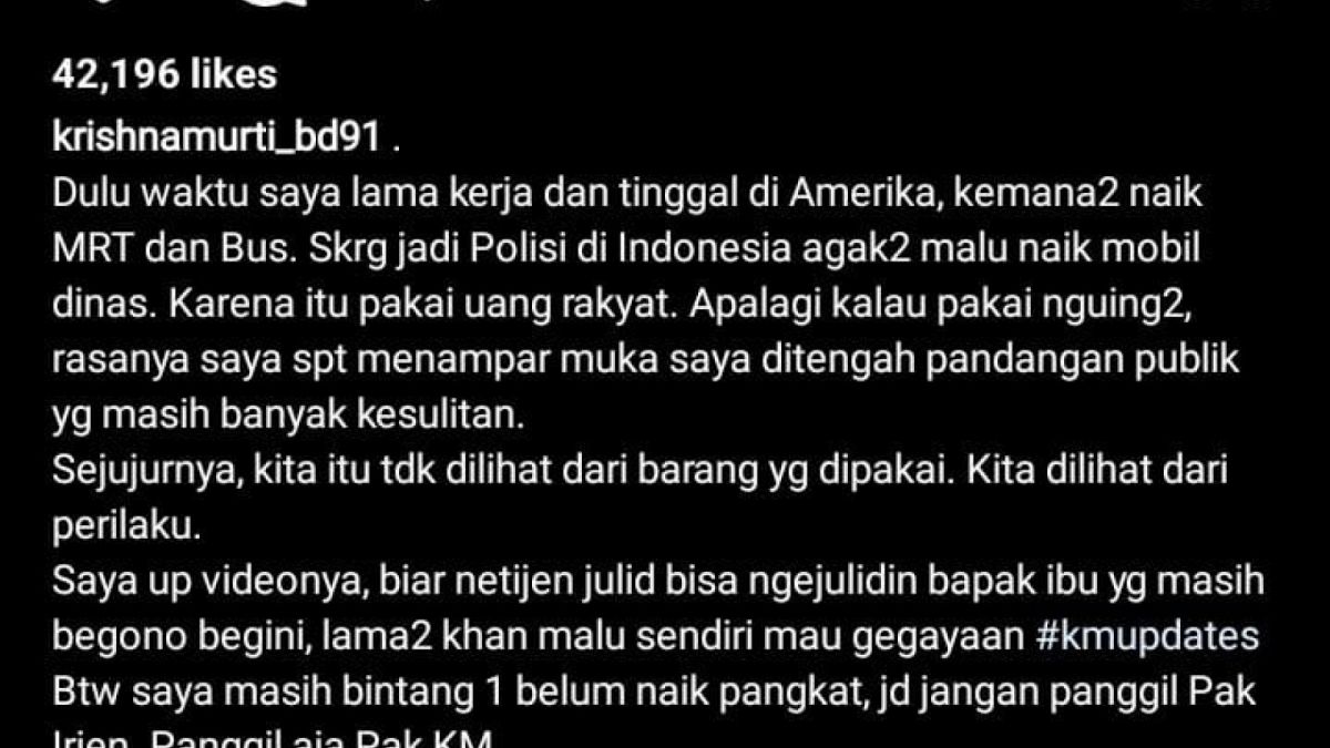 Curhatan Krishna Murti soal pengalamn hidupnya di Amerika [Foto Tangkapan Layar Akun Instagram]