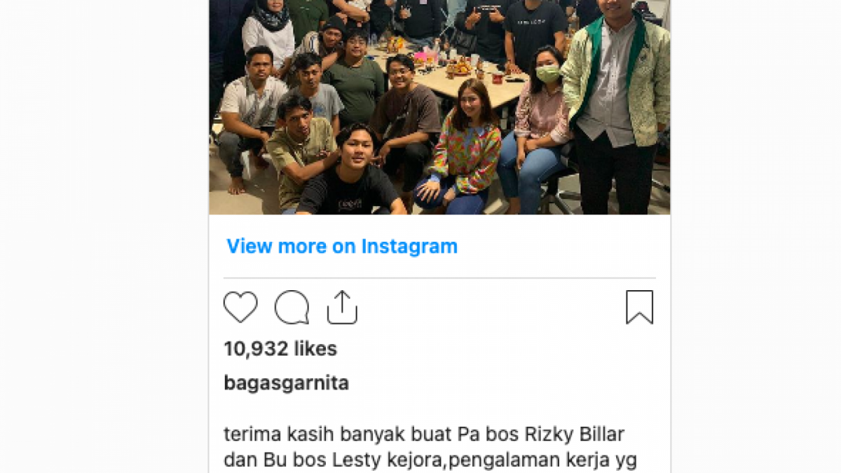 Karyawan Leslar Entertainment perusaah milik Lesti Kejora dan Rizky Billar turut undur diri. [Foto Tangkapan Layar akun Instagram]