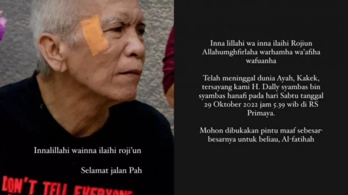 Postingan Tantri Kotak yang mengabarkan kalau ayahnya meninggal dunia pada hari Sabtu (29/10/2022). [Foto Tangkapan Layar Akun Instagram Tantri]