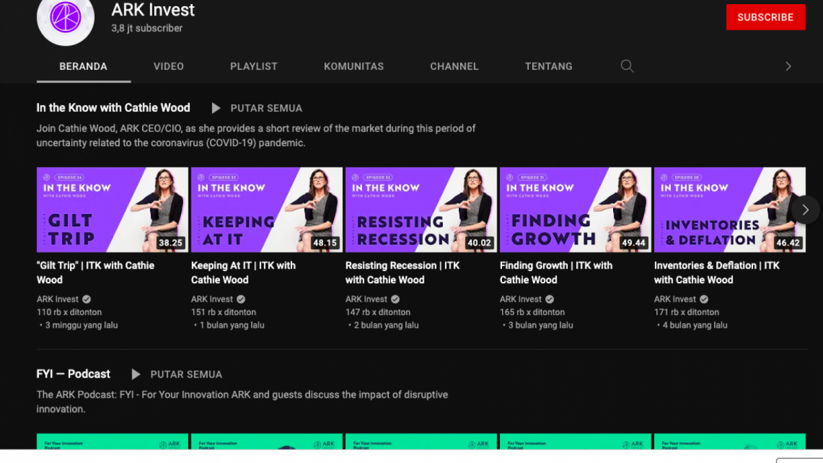 Tampilam beranda dari akun Youtube yang diduga milik Uya Kuya yang diretas [Foto Tangkapan Layar Youtube]