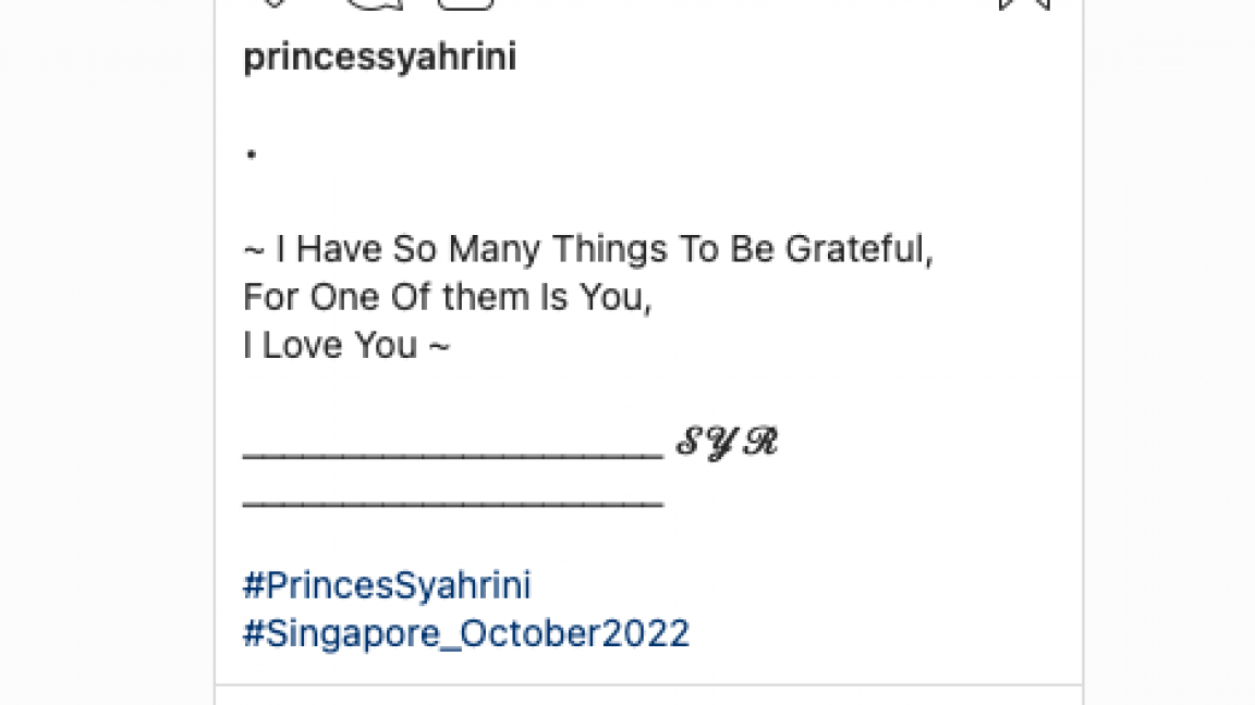 Unggahan Syahrini yang masih mengungkapkan kemesraannya bersama sang suami [Foto Tangkapan Layar Instagram Syahrini]