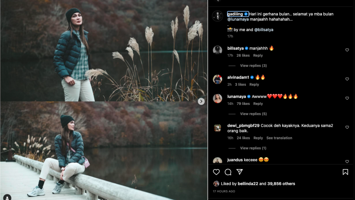 Tangkapan layar unggahan Gading Marten yang memposting foto Luna Maya