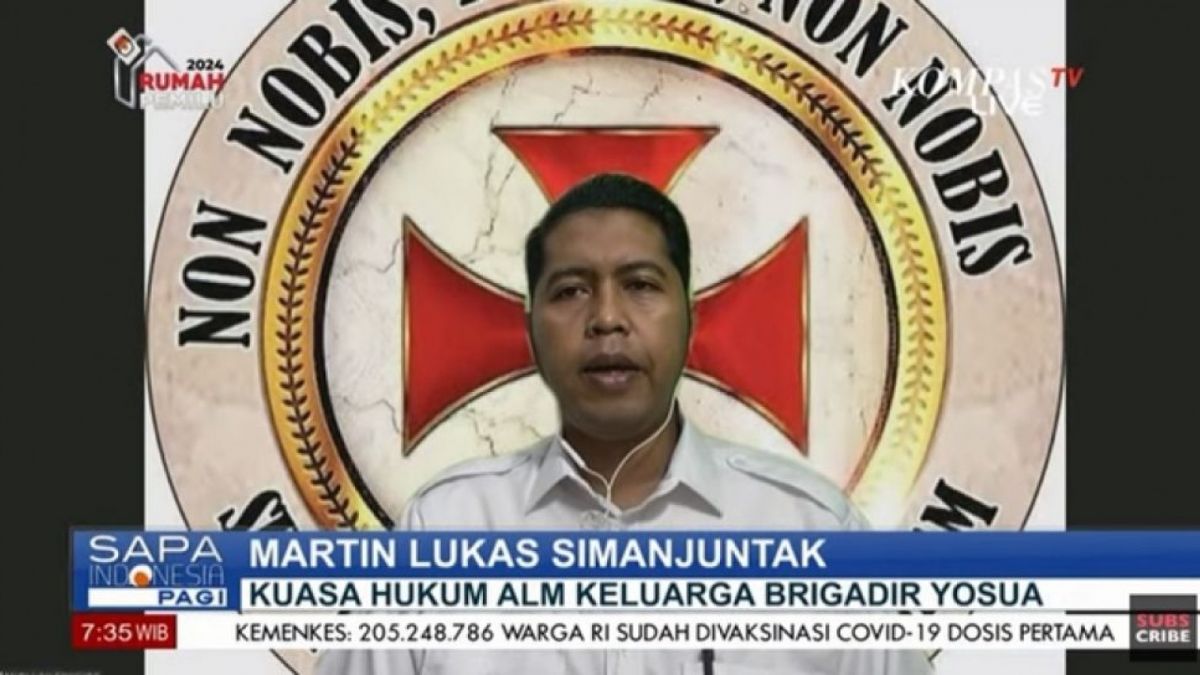 Kuasa hukum keluarga Brigadir J alias Nofriansyah Yosua Hutabarat, Martin Lukas Simanjuntak, meminta kepribadian Ferdy Sambo dan Putri Candrawathi juga dicek di program Sapa Indonesia Pagi, Senin (14/11/2022). (YouTube/KOMPASTV)