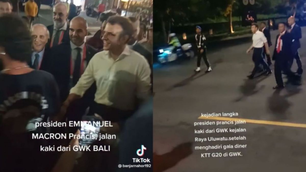 Presiden Prancis Mendadak Jalan Kaki Di Bali Bikin Polisi Kaget Susuri