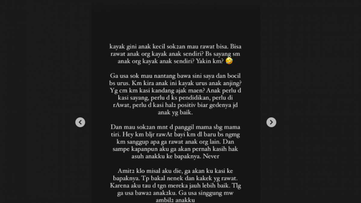 Postingan mantan istri dari Kapten Vincent Raditya yang seolah memberikan omelan kepada Fanny Margaretha [Foto: Tangkapan Layar Instagram Novita Condro]