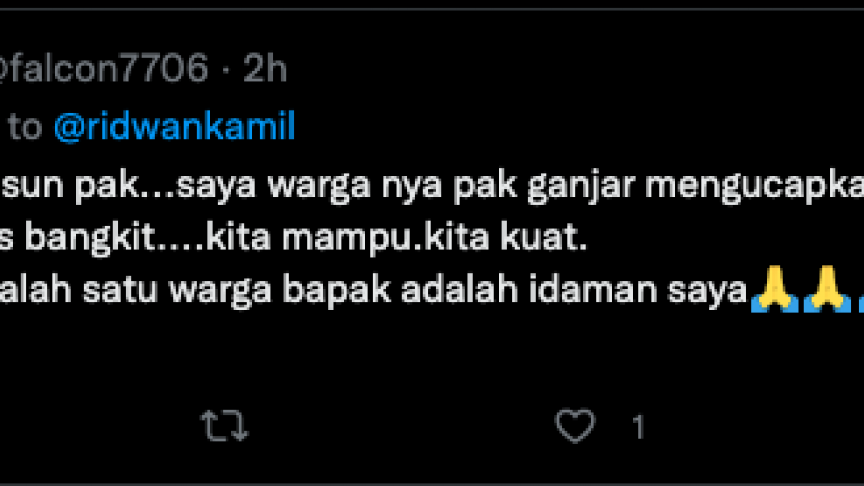 Komentar warga net yang mengaku warga Ganjar Pranowo, di Twitter Ridwan Kamil.