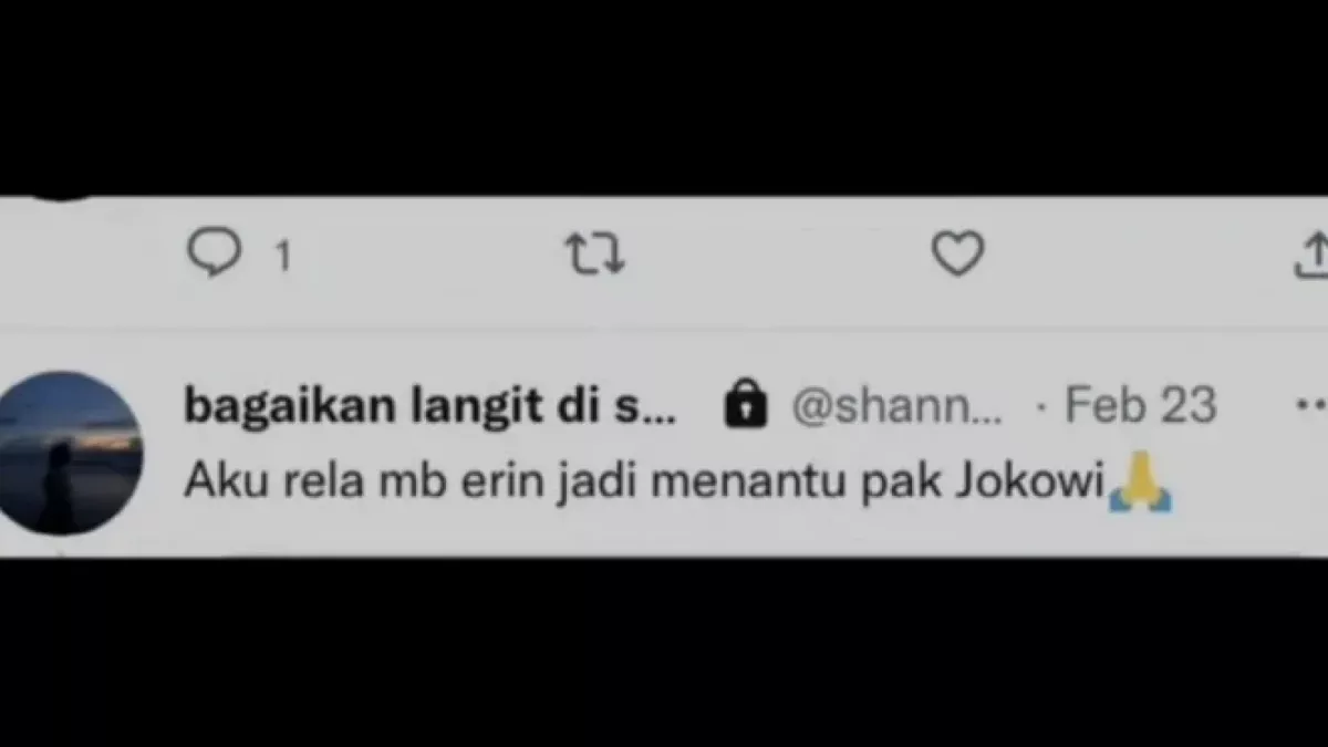 Cuitan adik dari erina Gudono pada bulan Februari yang menjadi harapan dan kini terwujud. [Foto: Tangkapan Layar]