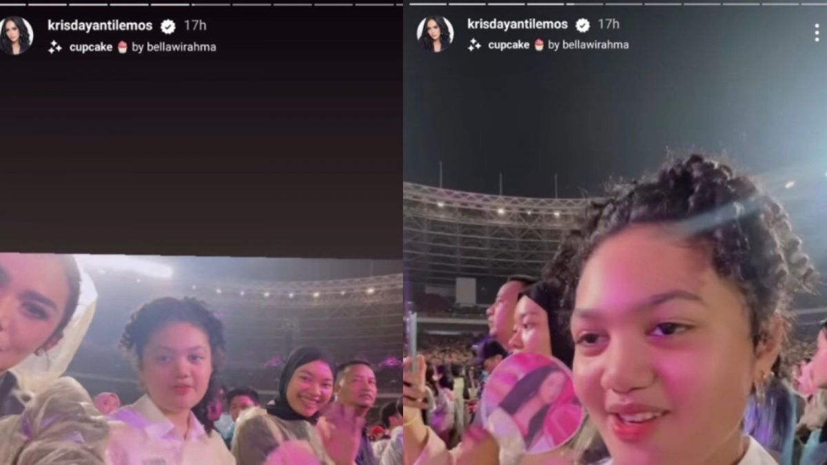 Krisdayanti membawa keluarganya, bahkan sampai supir dan babysitter pun dikasih tiket VIP konser Blackpink di stadion GBK, Jakarta, 11-12 Maret 2023. [Foto: Instagram - @krisdayantilemos.]