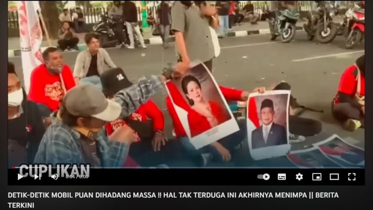 CEK FAKTA: Video YouTube yang menyatakan mobil Puan dihadang massa demonstran, Selasa (14/3/2023). [YouTube - CCTV Politik.]