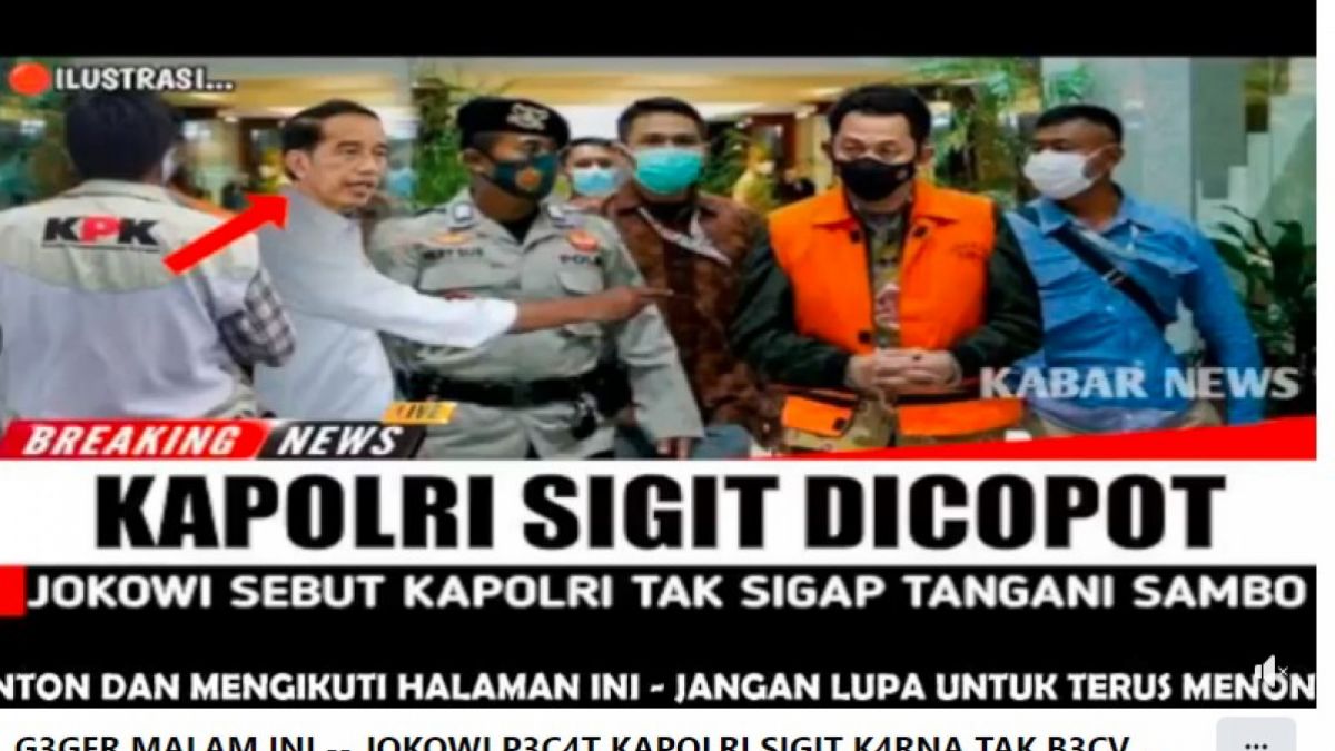 Thumbnail video yang menyatakan Kapolri Jenderal Listyo Sigit Prabowo Dicopot oleh Jokowi karena tidak sigat menangani kasus Ferdy Sambo, Jumat (17/3/2023). [Foto: Tangkapan layar Facebook - @Doa Ibu.]