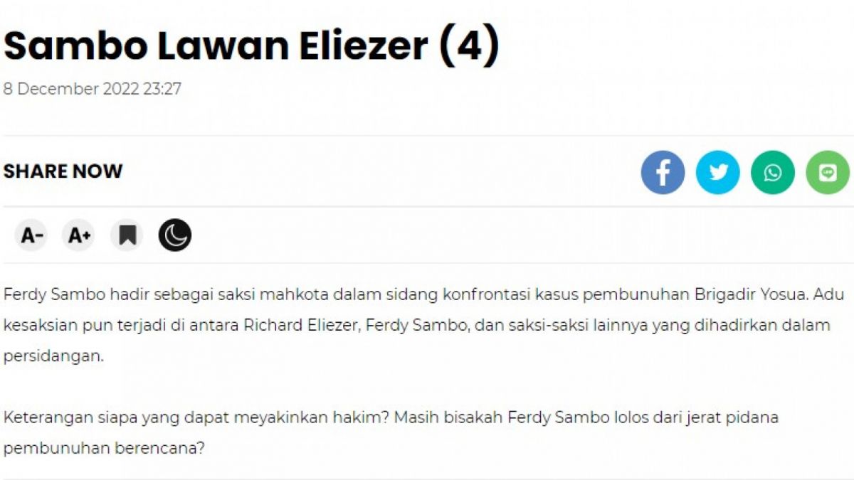 Arsip video 'Sambo lawan Eliezer (4)', salah satu segmen acara 'Kontroversi' yang ditayangkan Metro TV, Sabtu (25/3/2023). [Foto: Dok. Metro TV News]