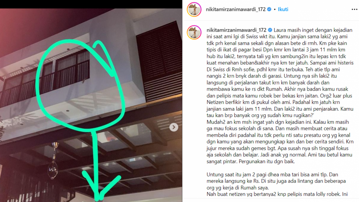 Tangkapan layar cerita Nikita Mirzani yang dimana Lolly hampir kehilangan nyawa karena sebuah insiden mengerikan [Instagram Nikita Mirzani]